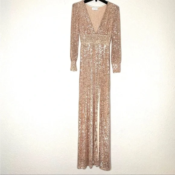 Emerald Sundae Rose Gold Sequin Maxi Dress XL - Picture 5 of 15